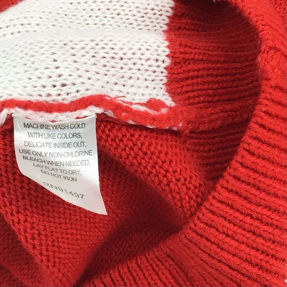 Party Sweater Red Crew Neck Lets get Blitzen Christmas L/S Sweater Size Large